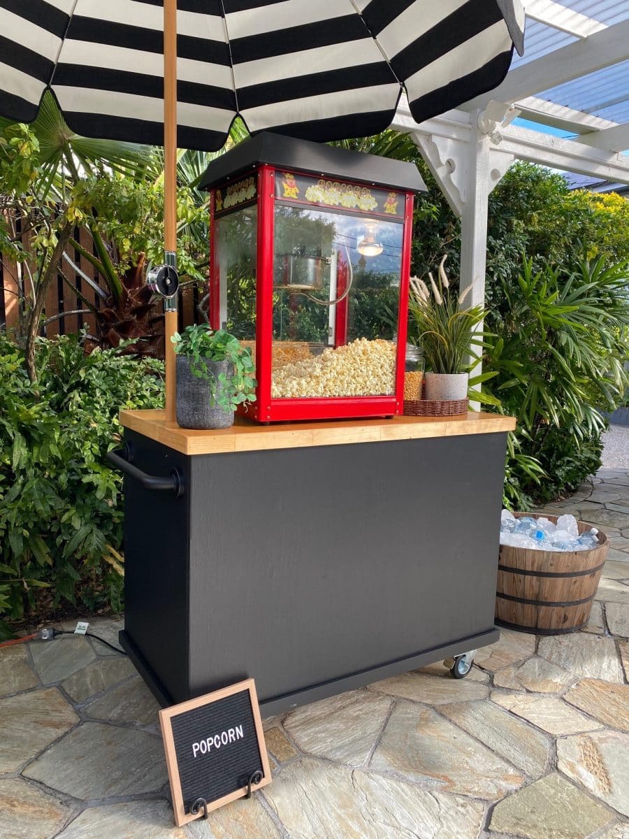 Black Popcorn Cart Hire Brisbane